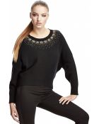 DKNY Long-Sleeve Embellished Crew Neck Top - Lyst