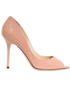 Jimmy Choo 100Mm Mia Patent Leather Open Toe Pumps - Lyst