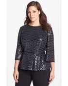 Alex Evenings Sequin Blouse with Satin Tie - Lyst