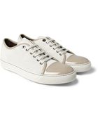 Lanvin Suede And Patent-Leather Low Top Sneakers - Lyst