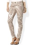Lauren by Ralph Lauren Feather-Print Skinny Jeans - Lyst
