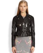McQ by Alexander McQueen Peplum Leather Biker Jacket - Lyst