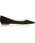 Jimmy Choo Alina Suede Point-Toe Flats - Lyst