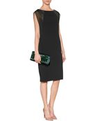 DKNY Sheer Sleeve Dress With Leather Inserts - Lyst
