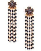 Oscar de la Renta Floral Crystal Tassel Clipon Earrings - Lyst