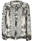 Roberto Cavalli Silk Animal Print Top - Lyst