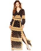Jessica Simpson Longsleeve Printed Chiffon Maxi - Lyst
