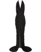 Oscar de la Renta Wrap-Effect Velvet Halterneck Gown - Lyst