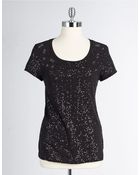 DKNY Short-Sleeved Sequin Top - Lyst