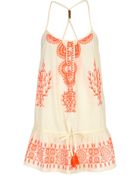 River Island Cream Embroidered Drop Waist Cami Dress - Lyst