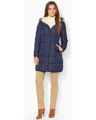 Lauren by Ralph Lauren Faux Fur Trim Quilted Jacket - Lyst