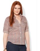 Lauren by Ralph Lauren Plus Size Tabsleeve Geoprint Top - Lyst