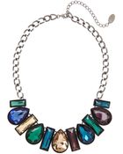 Cara Gunmetal & Multicolor Stone Necklace - Lyst