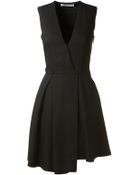 Victoria Beckham Draped Asymmetric Dress In Black Crepe - Lyst