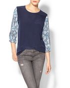 Equipment Liam Silk Tee with Contrast Sleeves - Lyst