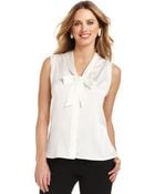 Anne Klein Petite Sleeveless Tie-Front Blouse - Lyst