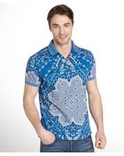Etro Blue Paisley Print Cotton Pique Polo Shirt - Lyst