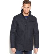 Kenneth Cole Wool-Blend Faux-Leather-Trim Car Coat - Lyst