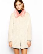 Unreal Fur Candy Blossom Coat With Contrast Collar - Lyst