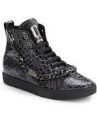 John Galliano Croc-Embossed Patent Leather High-Top Sneakers - Lyst