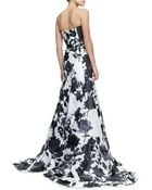 Carolina Herrera Strapless Belted Roseprint Ball Gown - Lyst