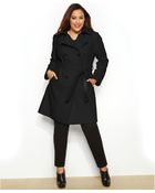 DKNY Plus Size Double-Breasted Faux-Leather-Trim Trench Coat - Lyst