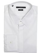 Gucci White Textured Cotton Point Collar Dress Shirt - Lyst