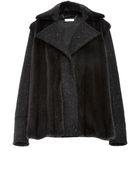 Wes Gordon Double Face Speckle Wool And Mink Stripe Coat - Lyst