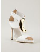Sergio Rossi Gold-Tone Cresent Sandal - Lyst