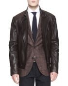 Brunello Cucinelli Leather Asymmetriczip Moto Jacket - Lyst