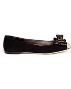 Giuseppe Zanotti Stud Bow Suede Ballerina Flats - Lyst