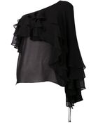 Michael Kors One-Shoulder Ruffle Top - Lyst