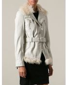 McQ by Alexander McQueen Shearling Trim Biker Jacket - Lyst