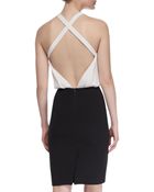L'Agence Contrast Halter Dress - Lyst