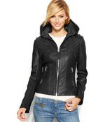 Michael Kors Michael Hooded Leather Motorcycle Jacket - Lyst