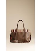 Burberry House Check And Leather Baby Changing Bag - Lyst