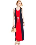 Tommy Hilfiger Sleeveless Colorblocked Maxi Dress - Lyst