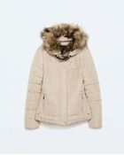 Zara Hooded Puffer Jacket with Buckle - Lyst