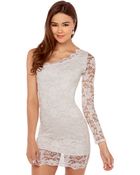 Akira Lace One Sleeve Dress In Ivory - Lyst