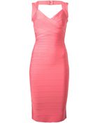 Hervé Léger Sleeveless Bodycon Dress - Lyst