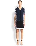 Peter Pilotto Colorblock/Floral-Print Tunic Dress - Lyst