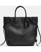 Coach Tatum Studded Tall Tote In Pebbled Leather - Lyst
