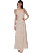 Kay Unger Lace Cap Sleeve Gown - Lyst