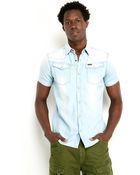 G-star Raw Light Wash Woven Denim Shirt - Lyst