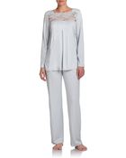 Hanro Met Lace-detail Pajama Set - Lyst