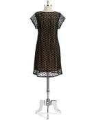 Adrianna Papell Embroidered Shift Dress - Lyst