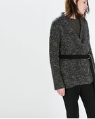 Zara Short Knit Coat With Belt - Lyst