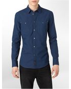 Calvin Klein Jeans Slim Fit Zip Detail Plaid Shirt - Lyst