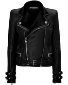 Balmain Leather Biker Jacket with Shearling Lining - Lyst