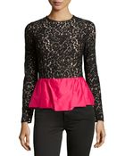 Michael Kors Floral Lace Peplum Top - Lyst